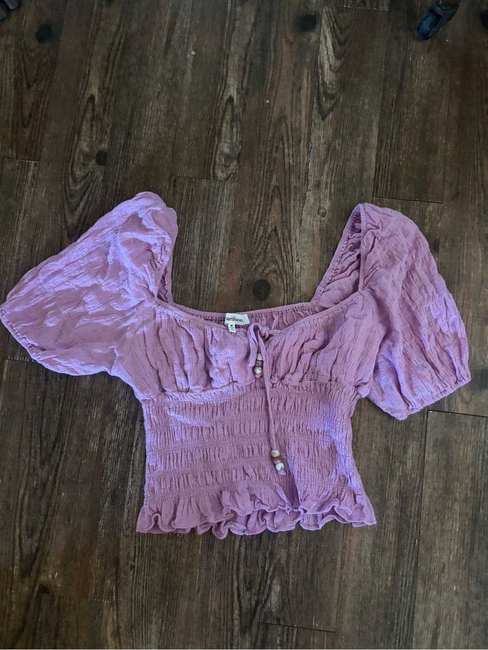 Heartloom Lilac Smocked Puff-Sleeve Crop Top